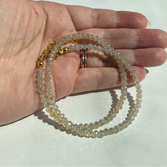 Opalescent Crystal Choker Necklace, Aura Effect, Neutral, Sparkly, Golden Aura - Picture 9 of 11